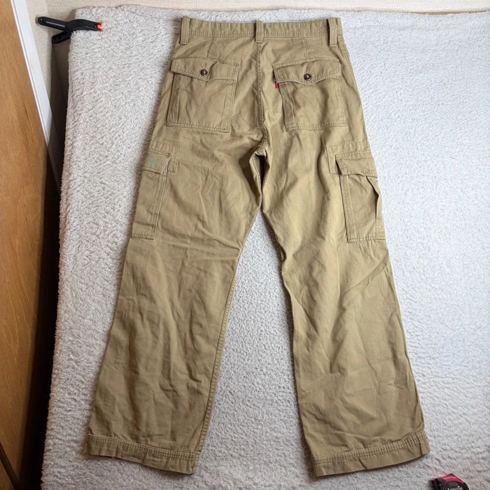 Levis Workwear Loose Straight Cargo Pants Tan Khaki Mens 33x32 baggy wide leg